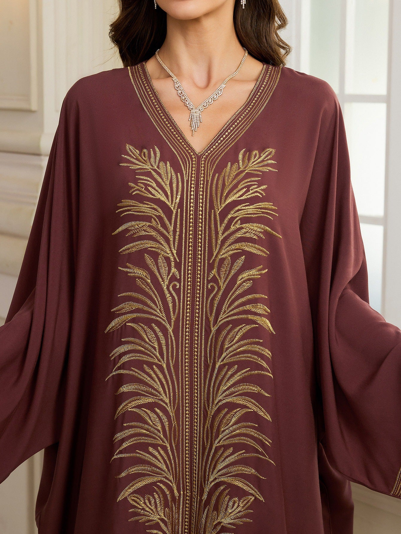 Rayon Embroidered Long Dress Beach Dress Women Sun-Protective Clothing Vacation Loose Beach Cover Up