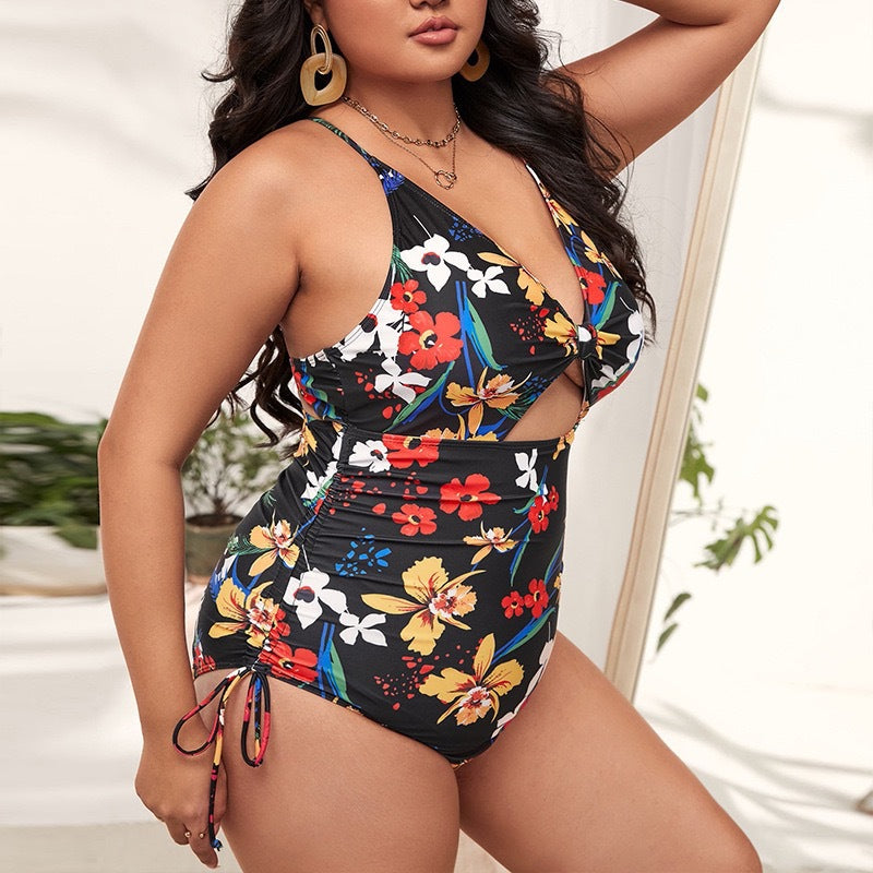 Plus Size Bikini Cutout out Swimsuit