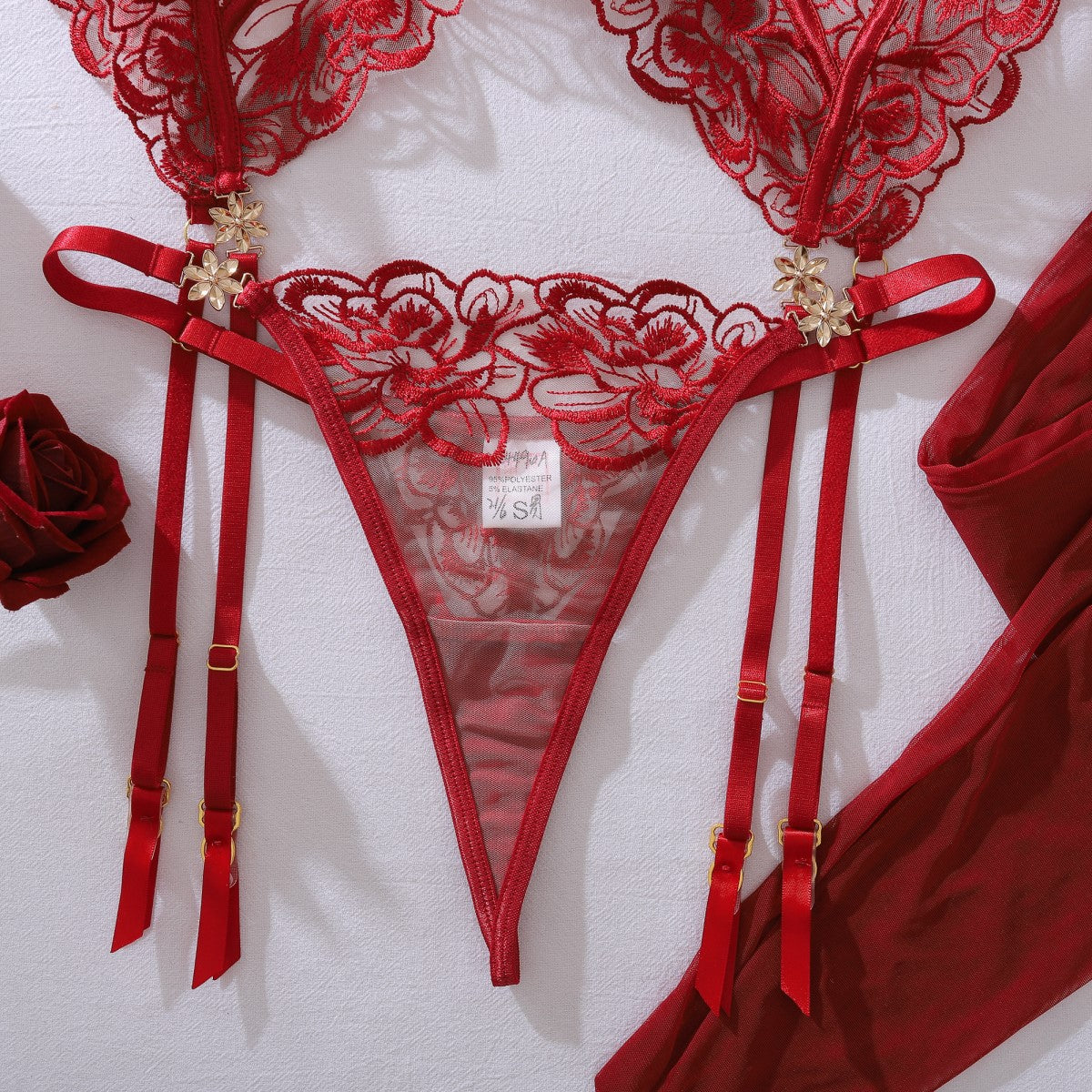 Floral Embroidery Push-Up Shaping Set