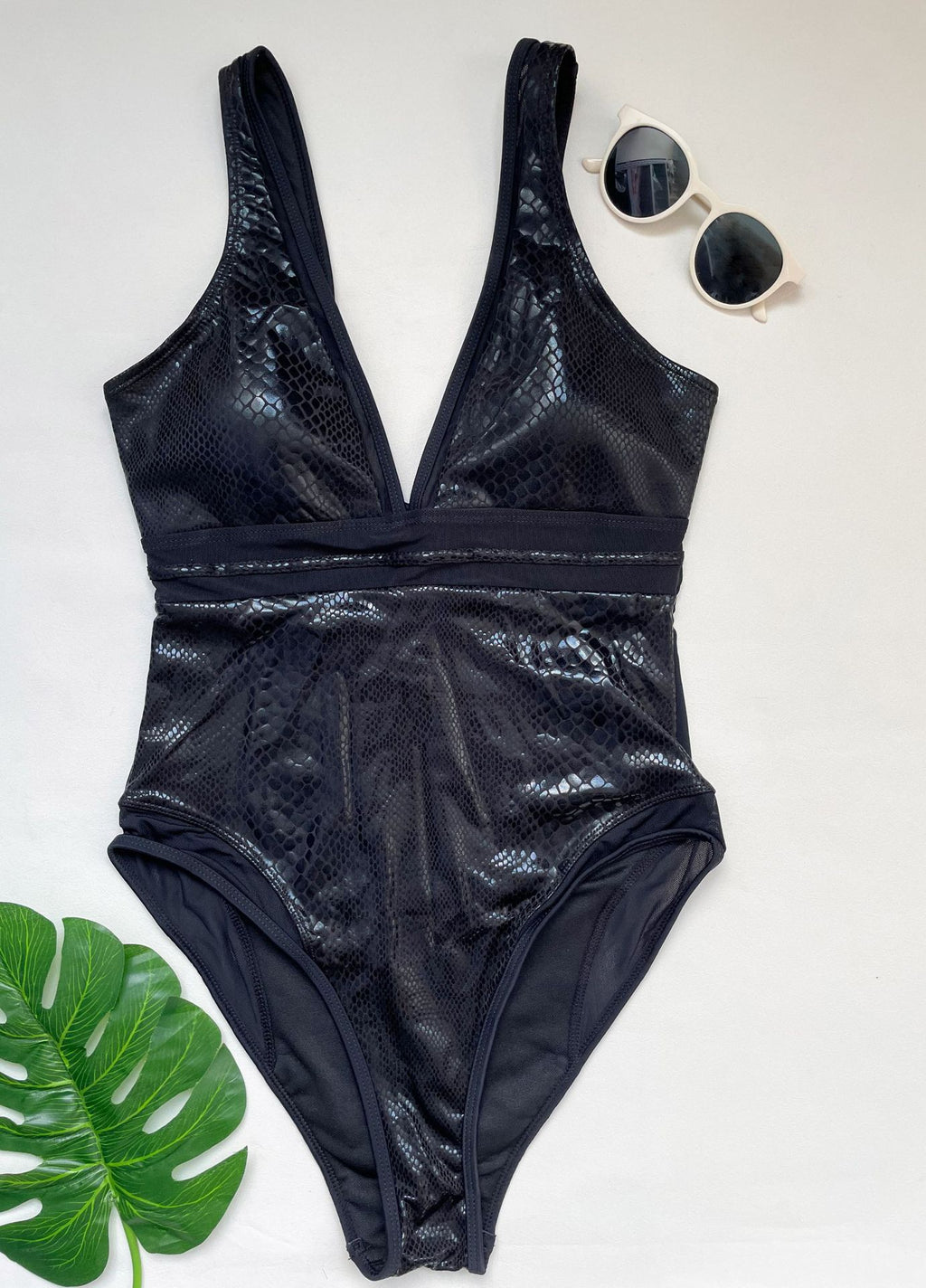 Sexy Tight Deep V Plunge One Piece Swimsuit