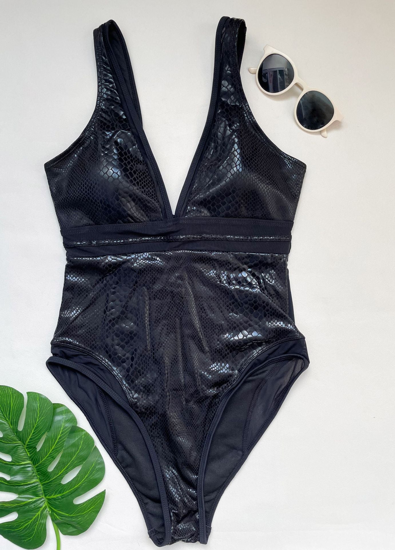Sexy Tight Deep V Plunge One Piece Swimsuit