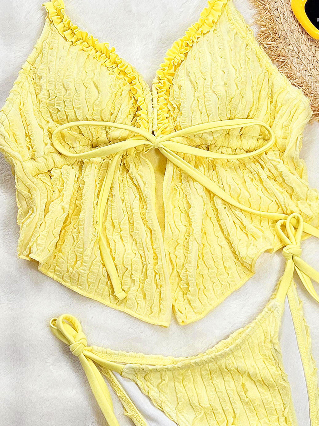 Sexy Split Swimsuit Yellow Series Western with Bikini Spring Seaside Vacation