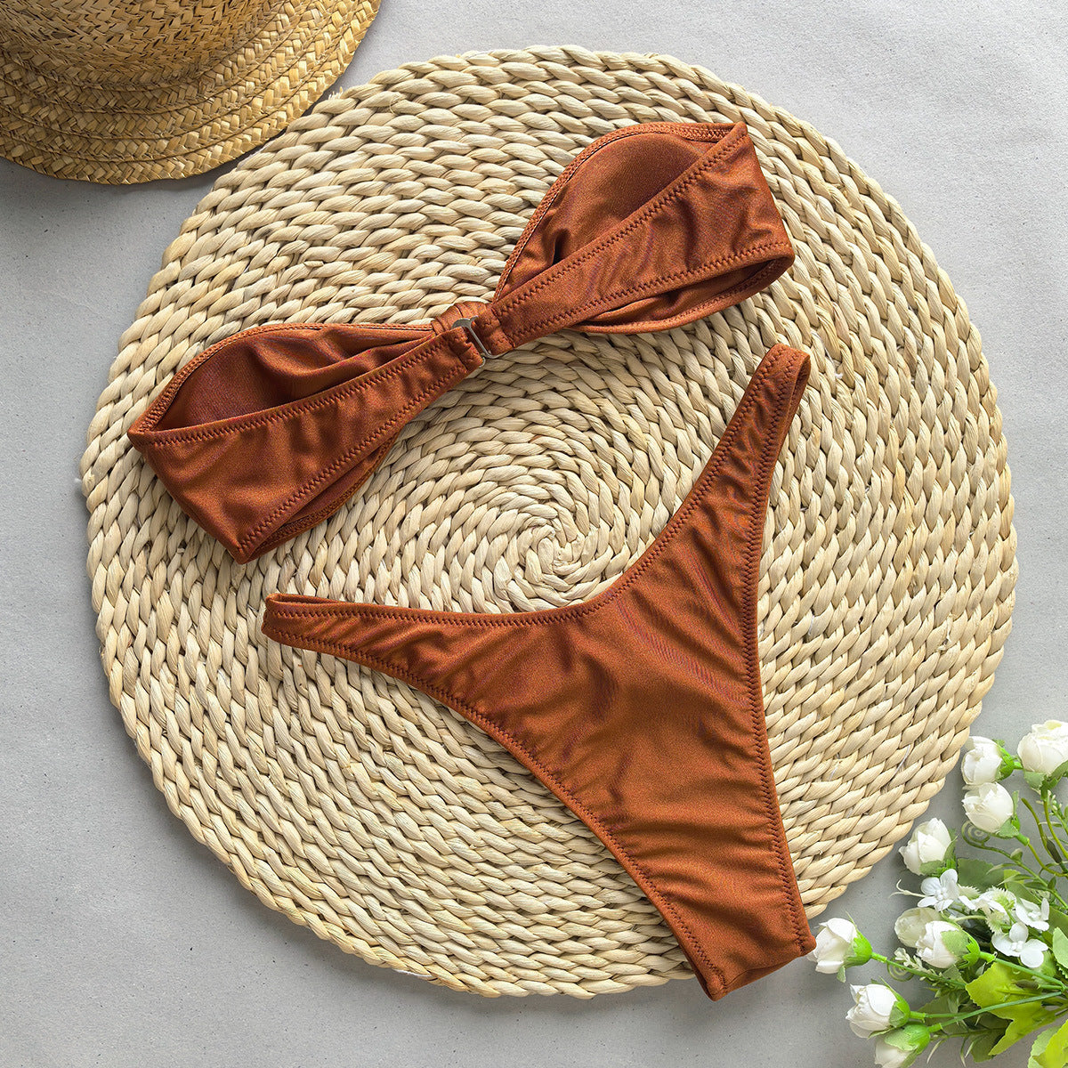 Bikini Sexy Bikini Solid Color Tube Top Split Women Swimsuit Swimsuit Women