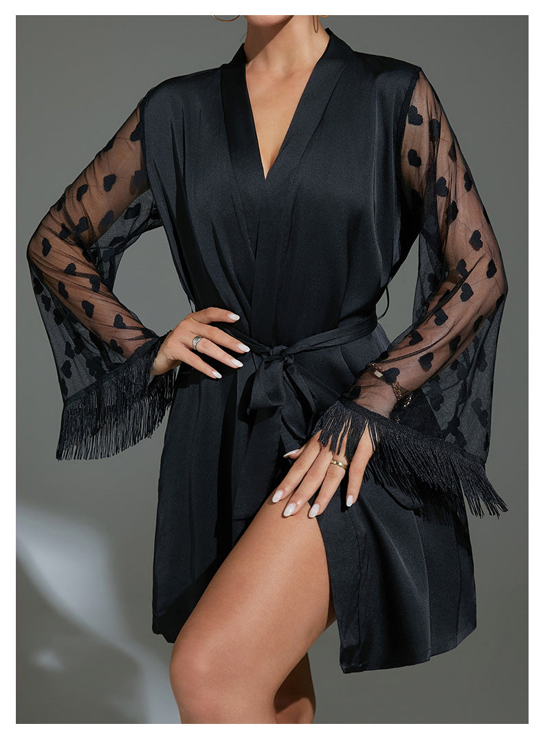 Mesh Pajamas Silk Robe