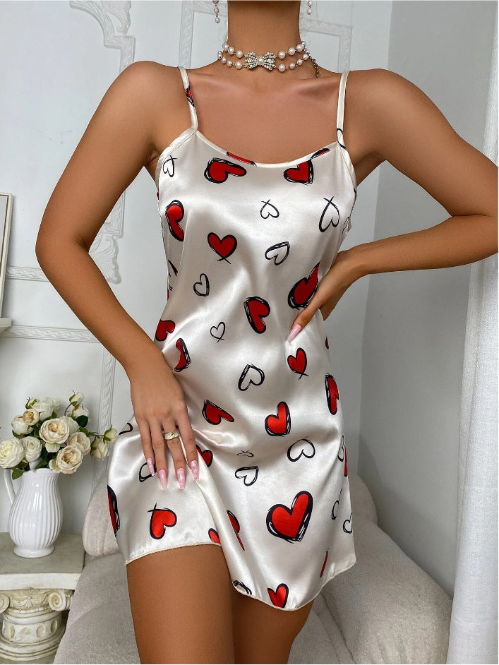 Women Ice Silk Strap Night Dress