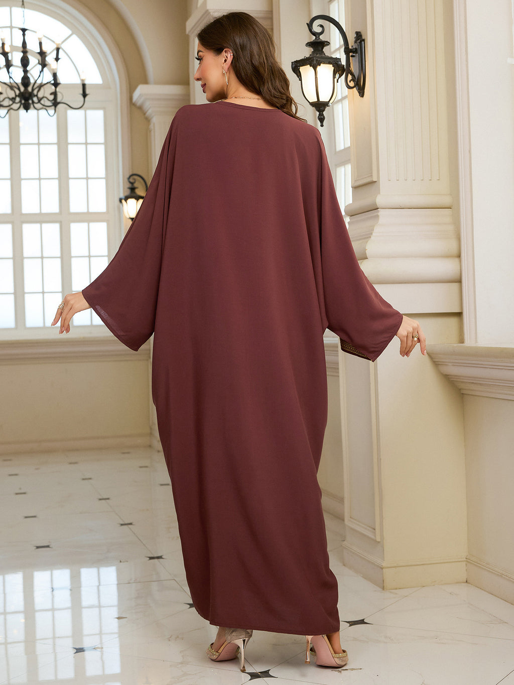Rayon Embroidered Long Dress Beach Dress Women Sun-Protective Clothing Vacation Loose Beach Cover Up
