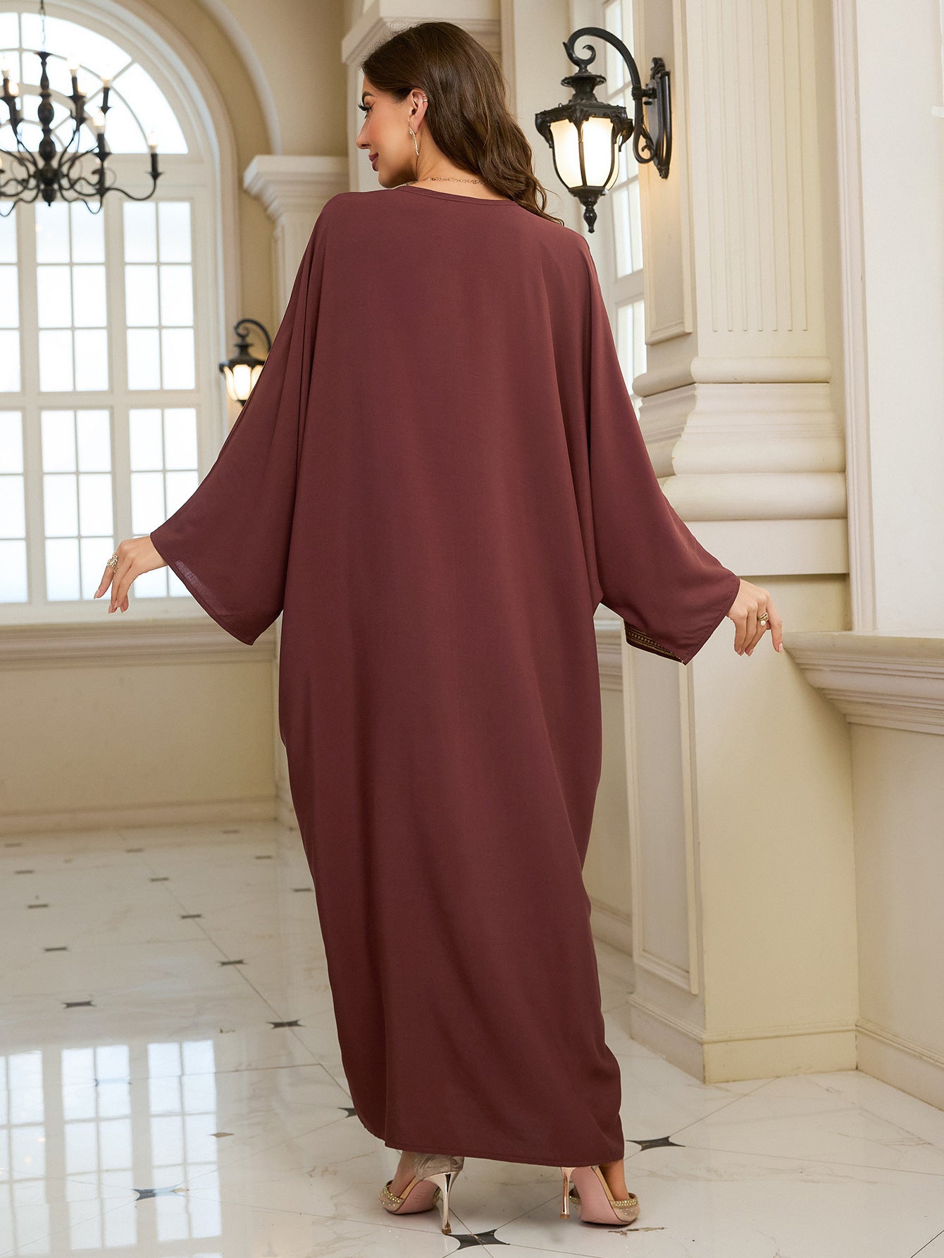 Rayon Embroidered Long Dress Beach Dress Women Sun-Protective Clothing Vacation Loose Beach Cover Up