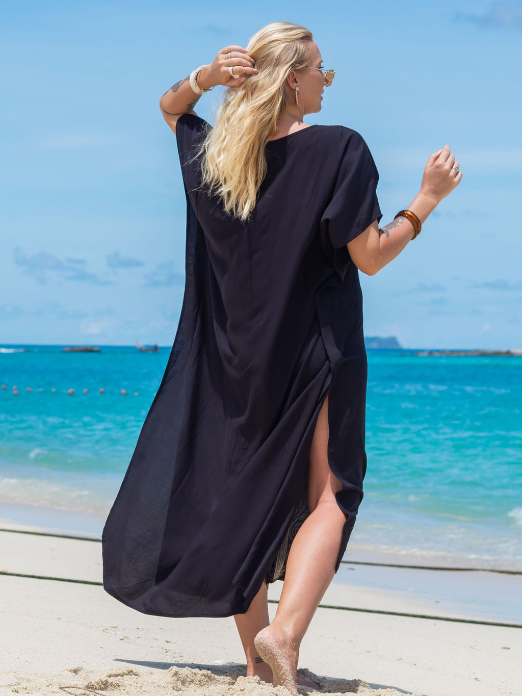 Embroidered Long Skirt Loose Maxi Dress Seaside Vacation Beach Dress Bikini Swimsuit Blouse Women