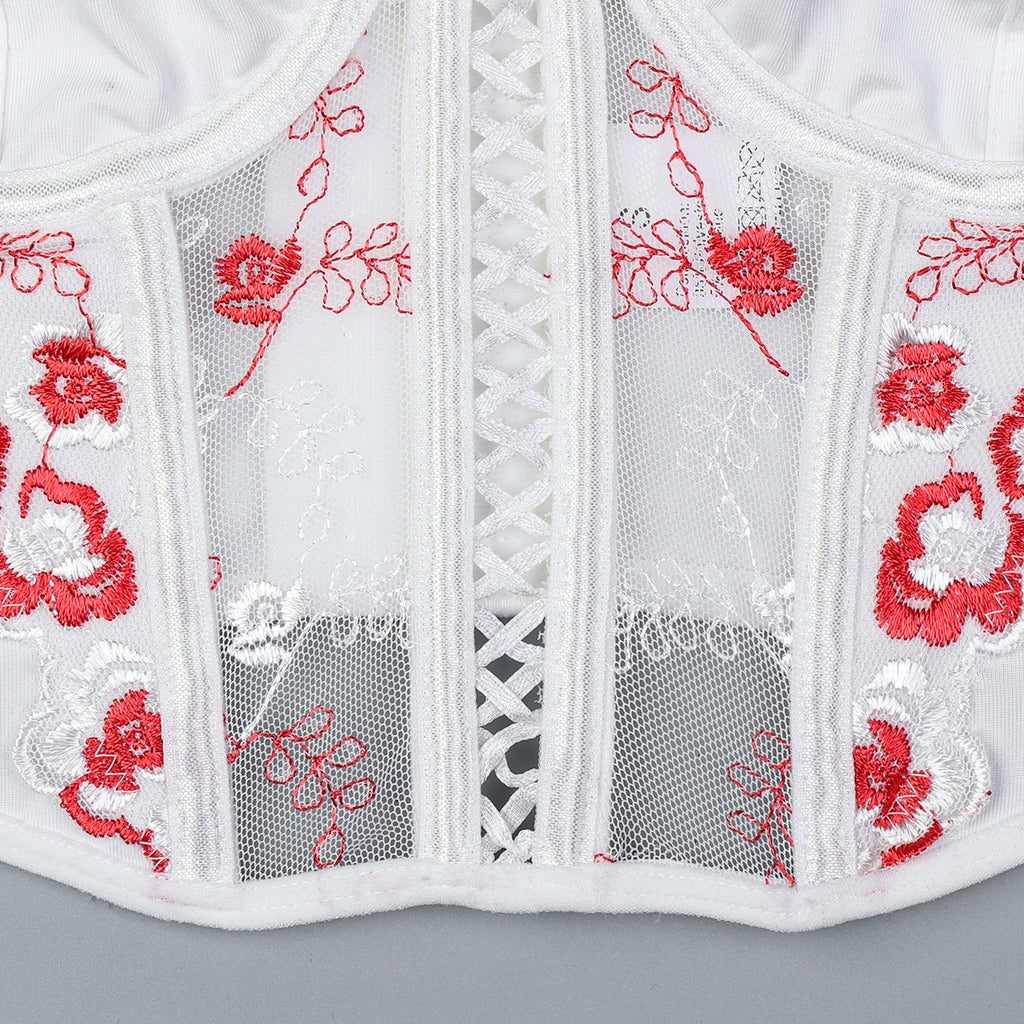 Floral Embroidery Heavy Industry Cross Sexy Lingerie Set Women