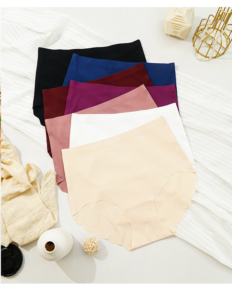 Summer Women Ice Silk Underwear Purified Cotton Crotch High Waist Seamless Girl Breathable Briefs