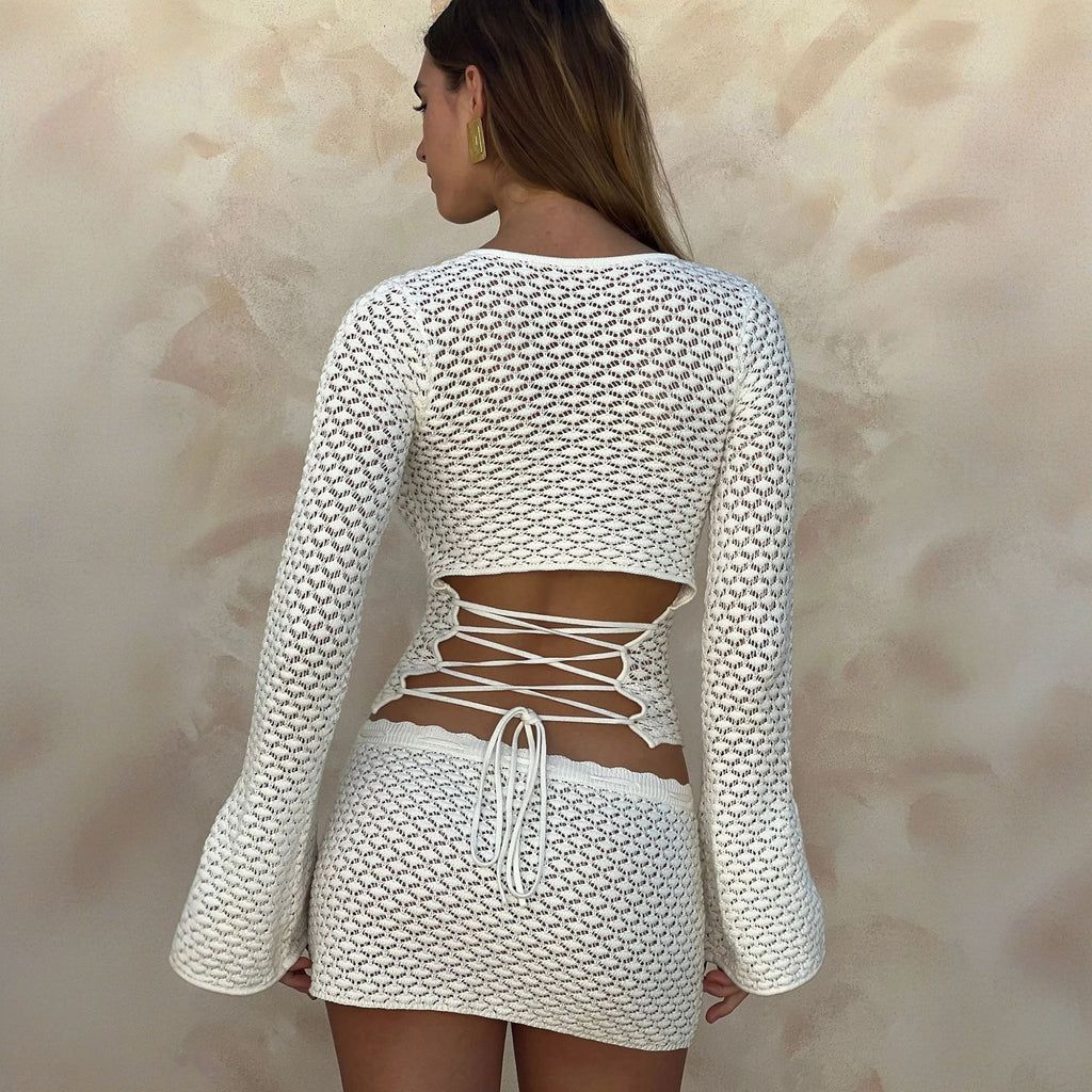 Knitted Beach Skirt Bikini Swimsuit