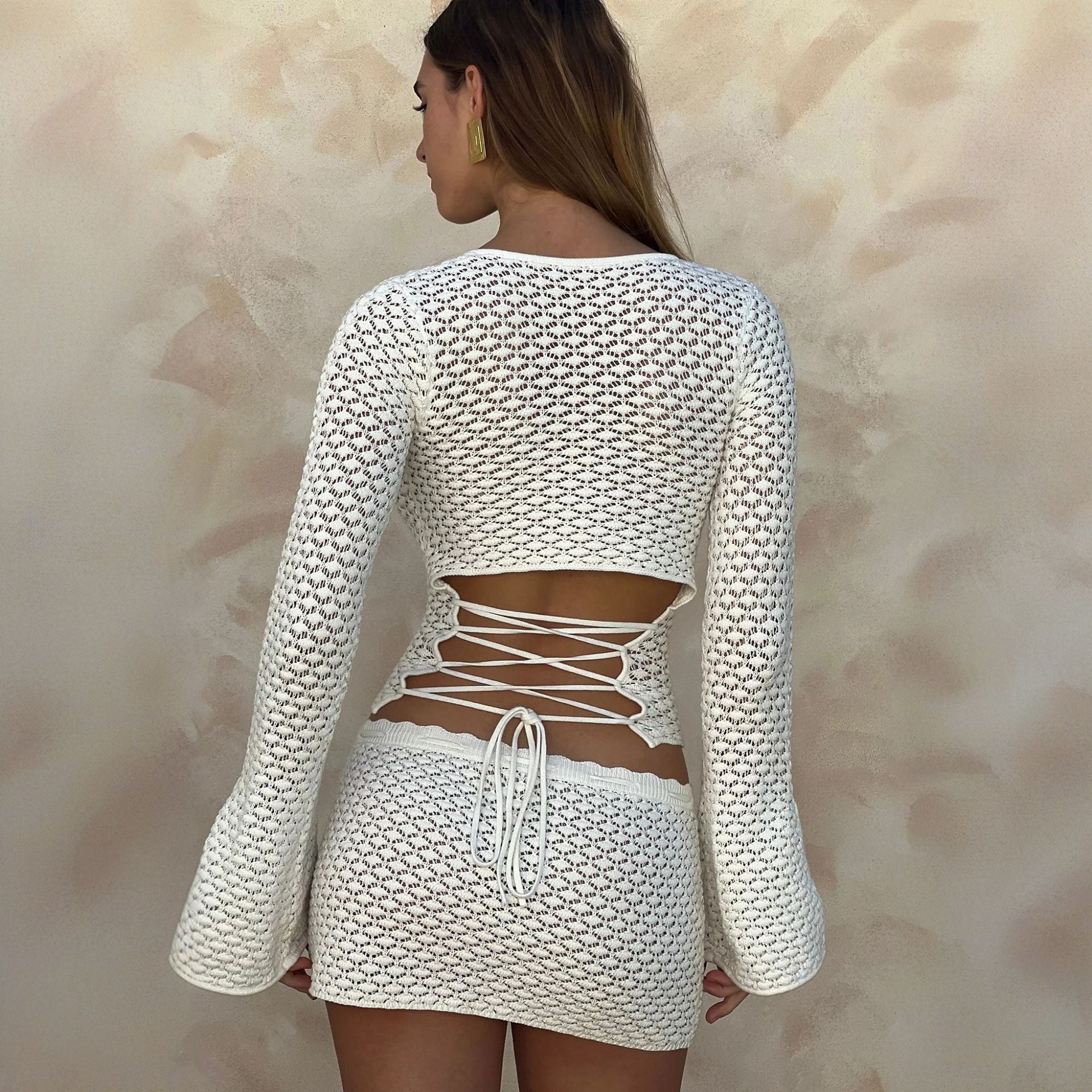 Knitted Beach Skirt Bikini Swimsuit