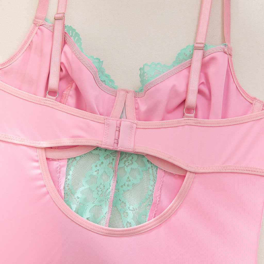 Women Sling Base Clothing Chest Cup with Lining Contrast Color Jumpsuit