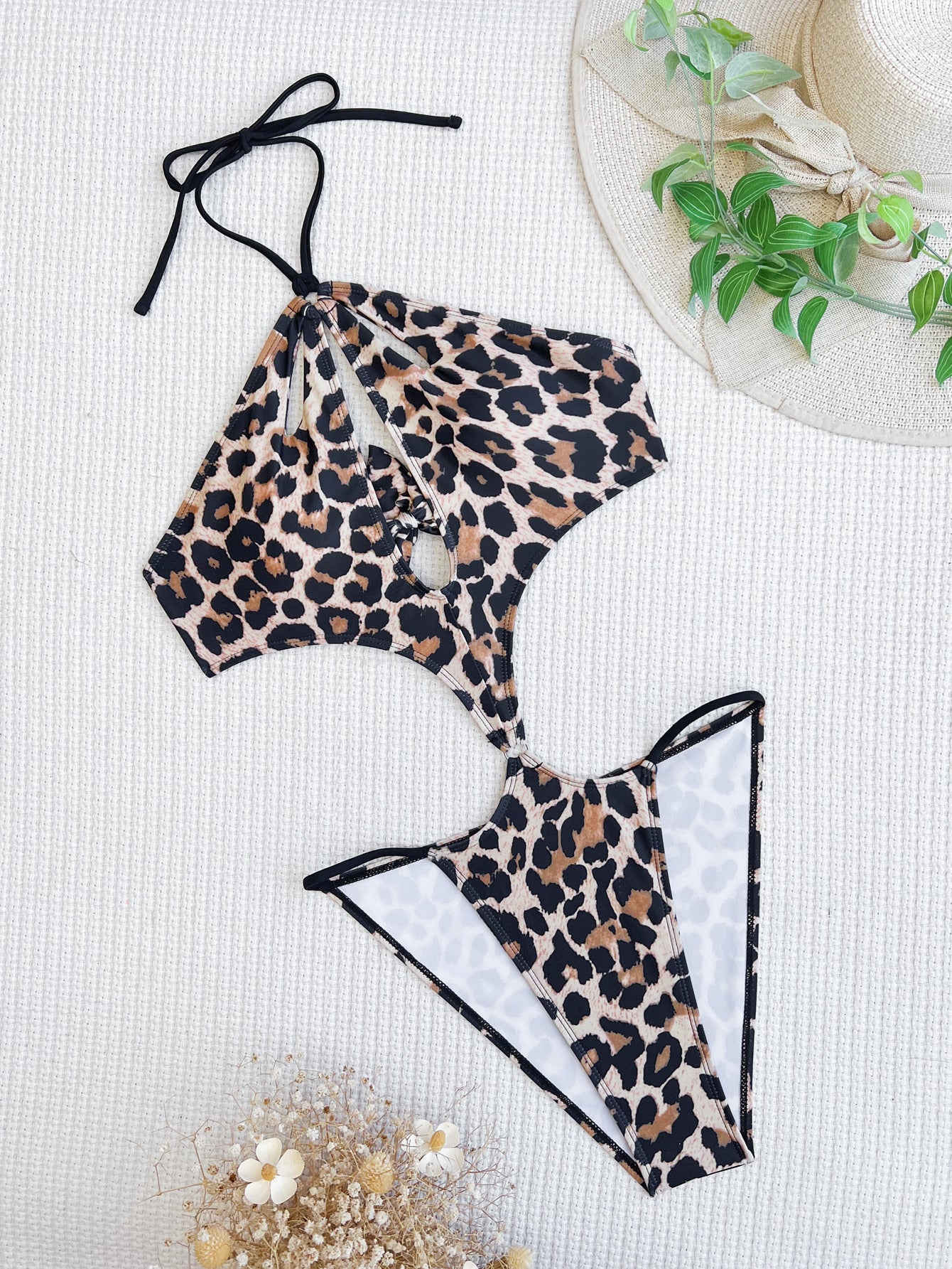 Bikini Double One Piece Swimsuit Banded Bikini Swimsuit Women Leopard Print Swimwear Sexy