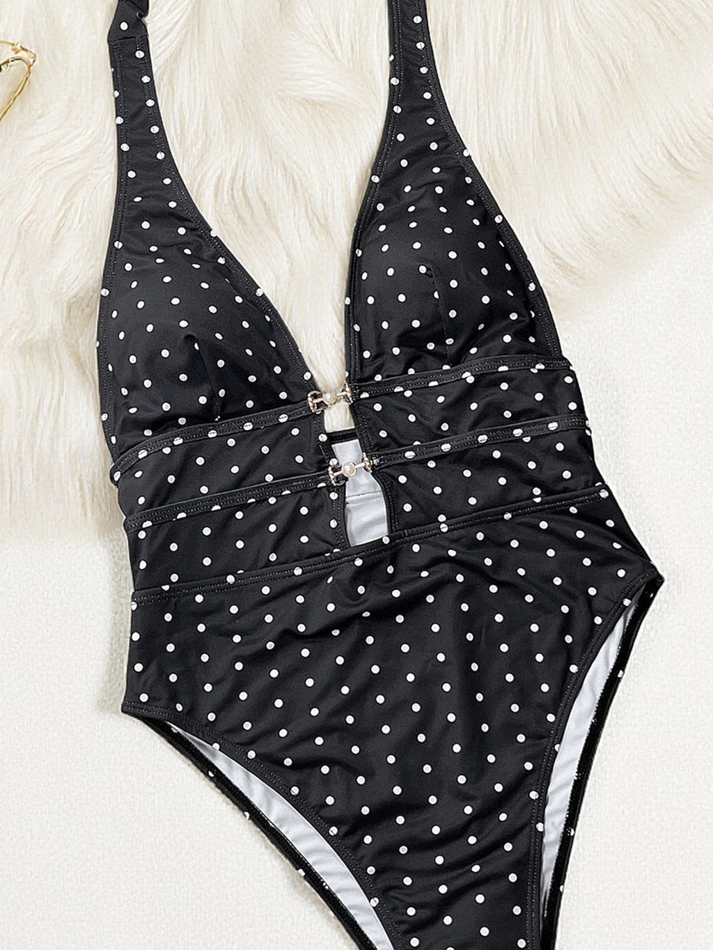 Sexy Dotted Prints Comfortable Slimming One Piece Swimsuit Tight