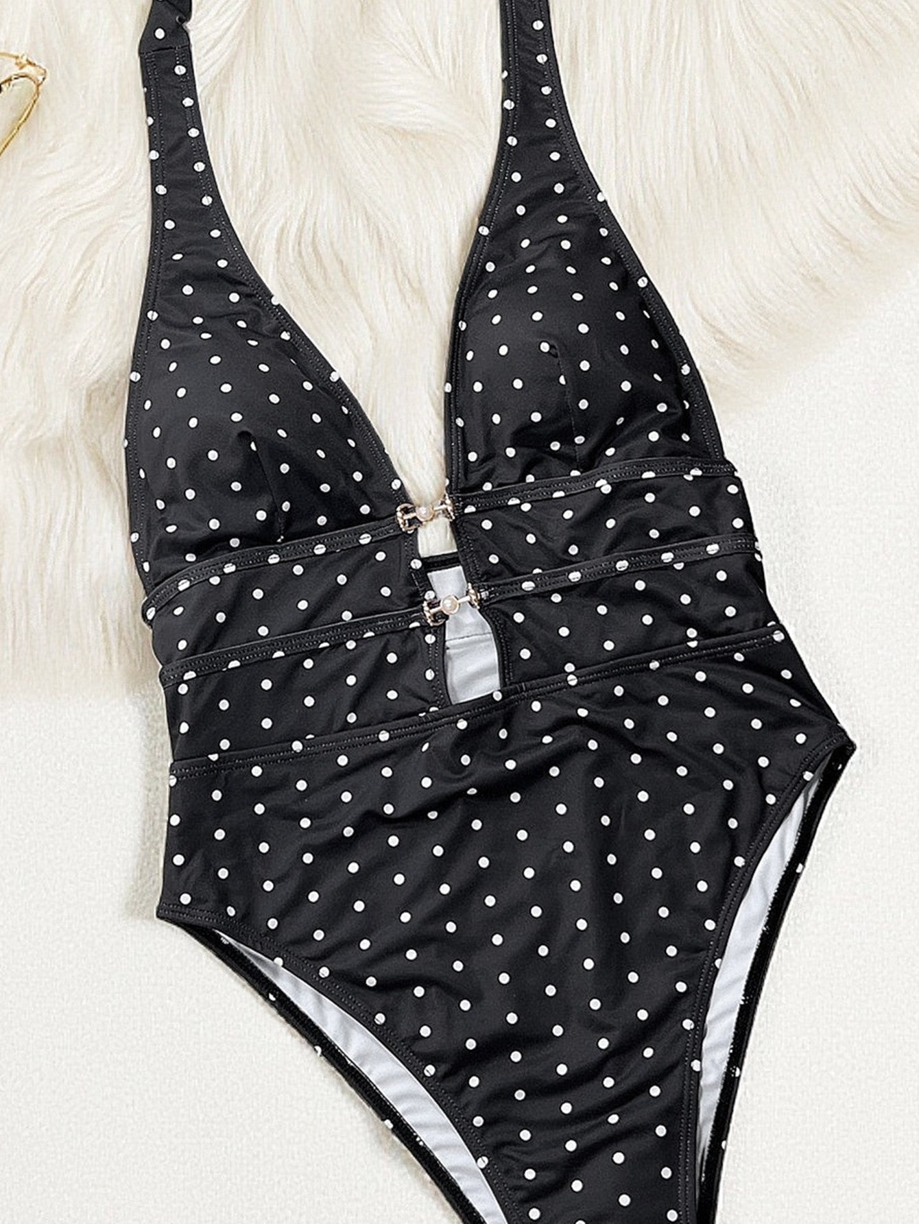 Sexy Dotted Prints Comfortable Slimming One Piece Swimsuit Tight