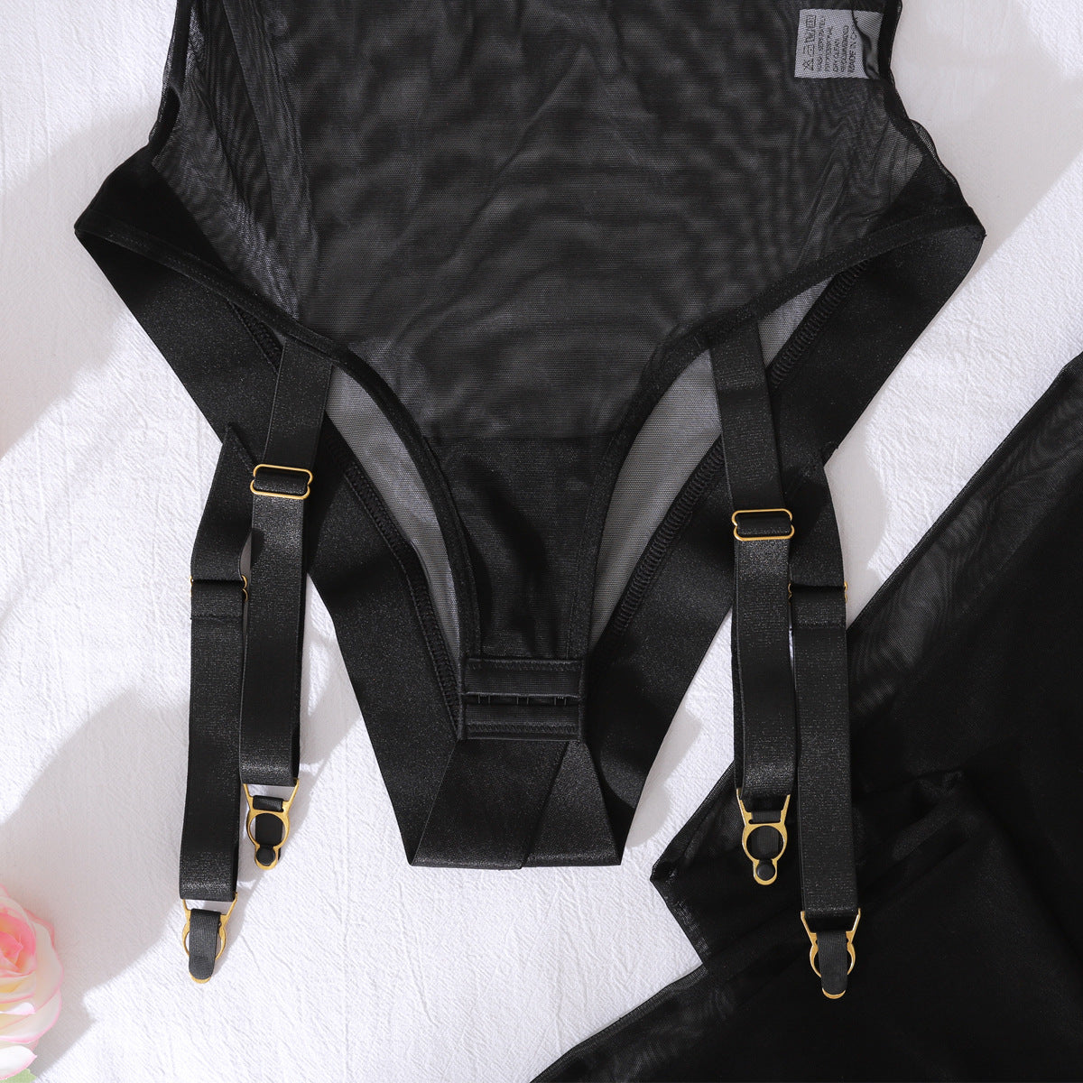 Comfortable Mesh See through Slim Fit Jumpsuit with Leggings Body Shaping Sexy Underwear Two Piece