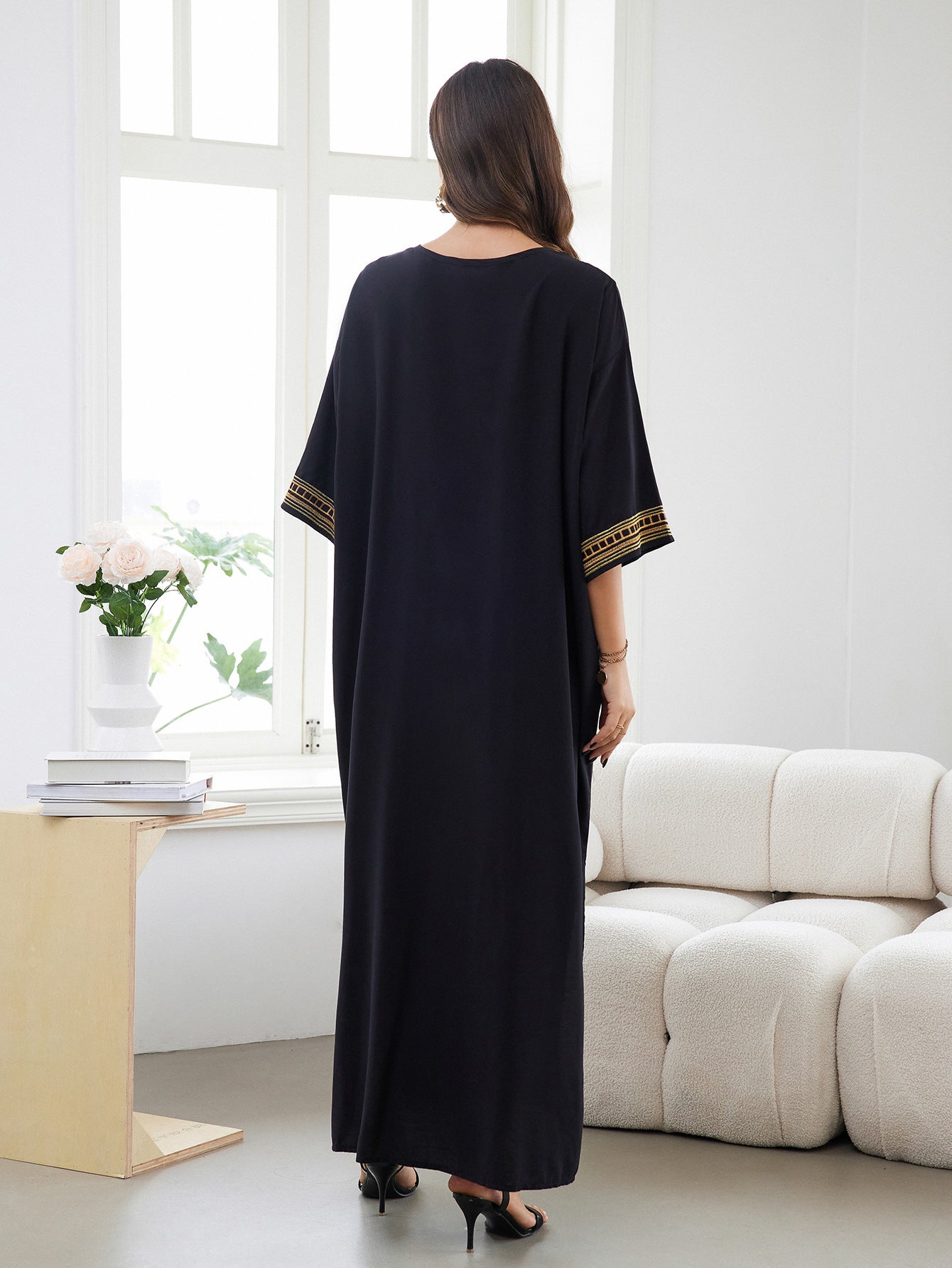 Embroidered Seaside Vacation Dress Sunscreen Beach Cover up Maxi Dress Women Bikini Cover up