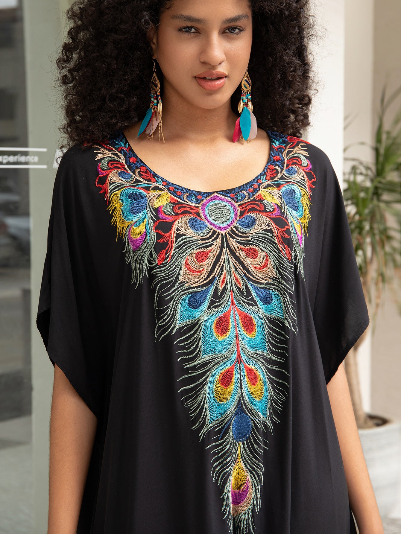 Rayon Embroidered Beach Maxi Dress Loose Maxi Dress Seaside Bikini Swimsuit Outwear Blouse Sun Protection Shirt