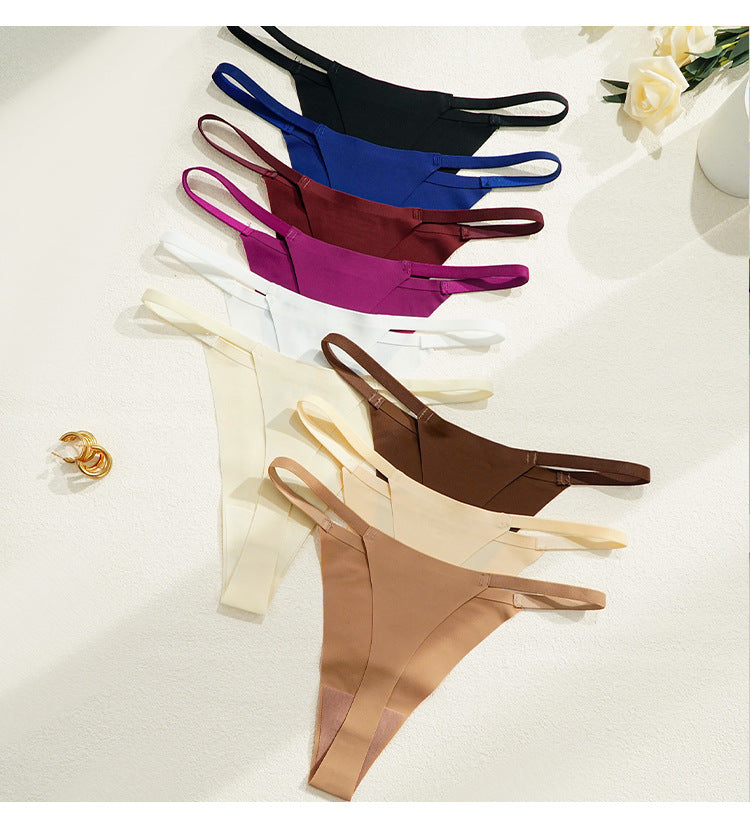 Sexy Thong Women Breathable Invisible Thin Strap T Back One Piece Ice Silk Seamless T Back Women