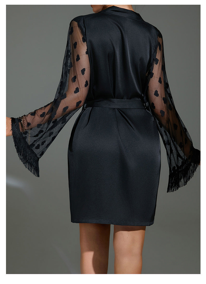 Mesh Pajamas Silk Robe