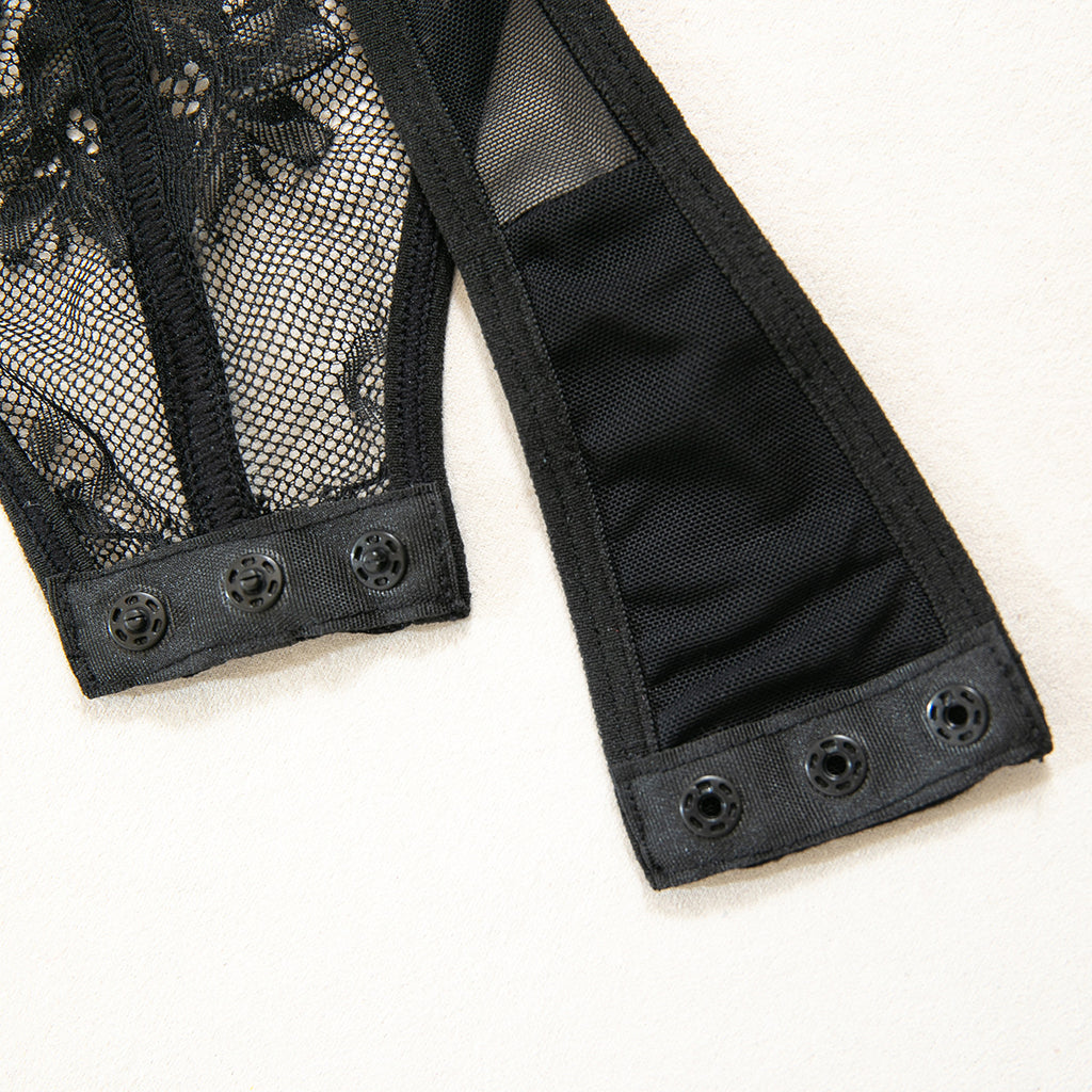 Eyelash Lace Sexy Women Clothing Floral See through Sexy Lingerie Jumpsuit