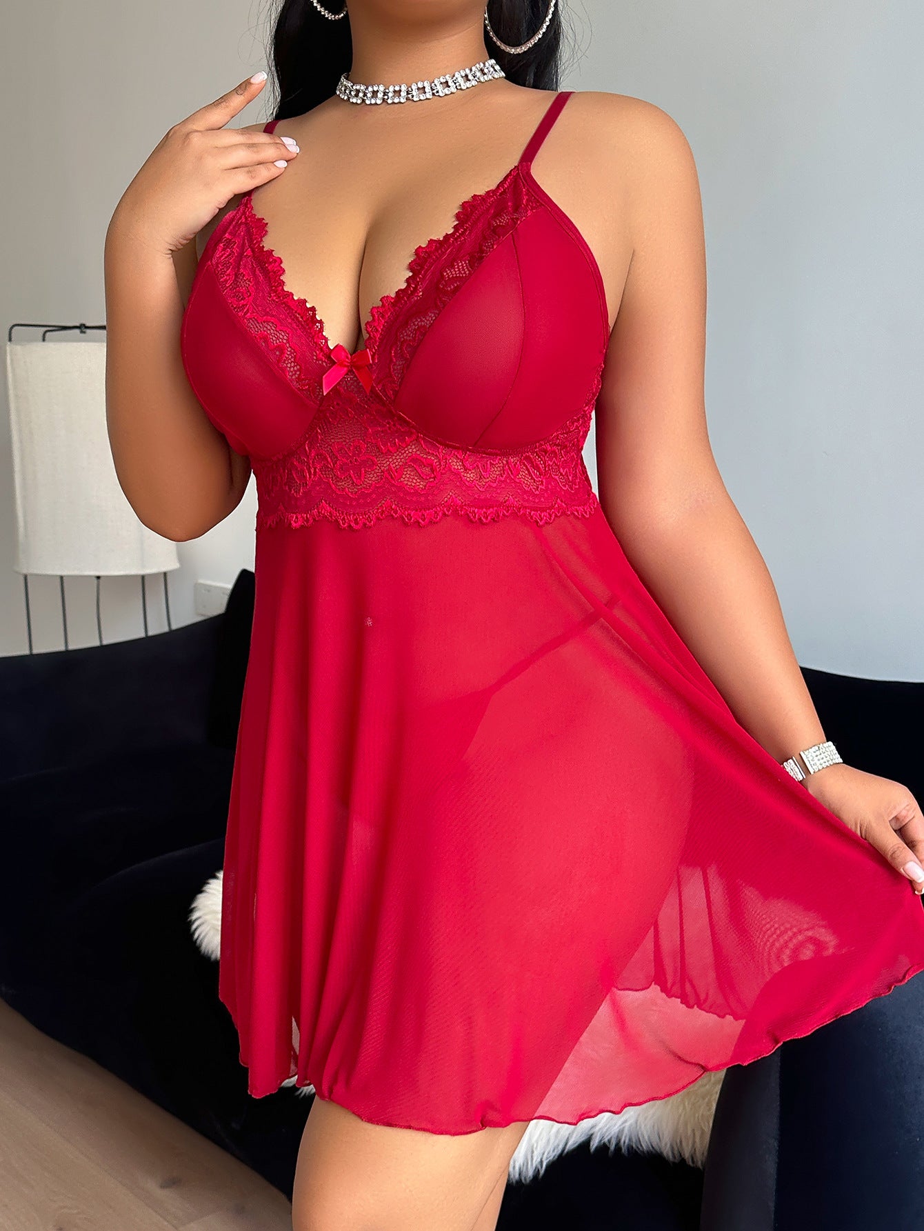 Plus Size Lingerie See through Pajamas