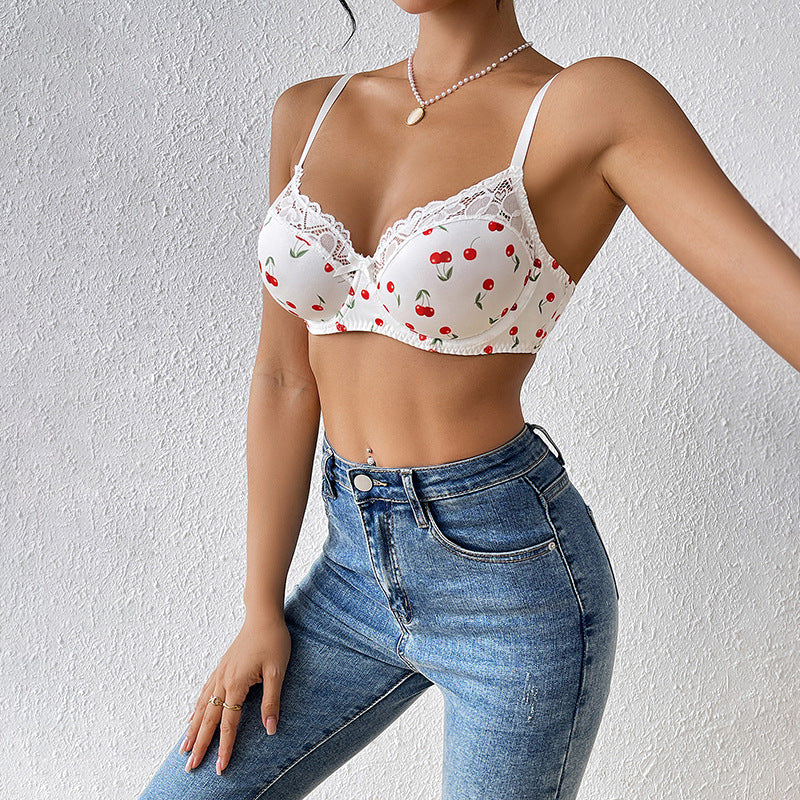 Sexy Cherry Print Sling Bra