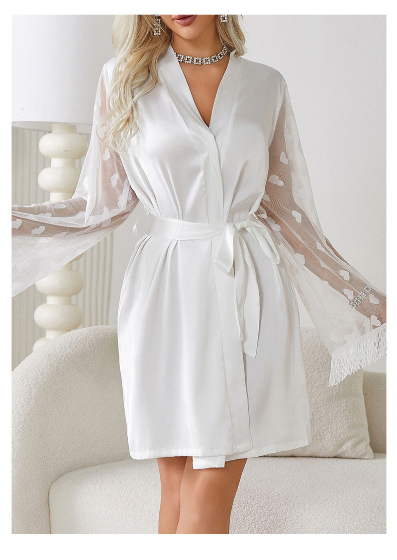 Mesh Pajamas Silk Robe