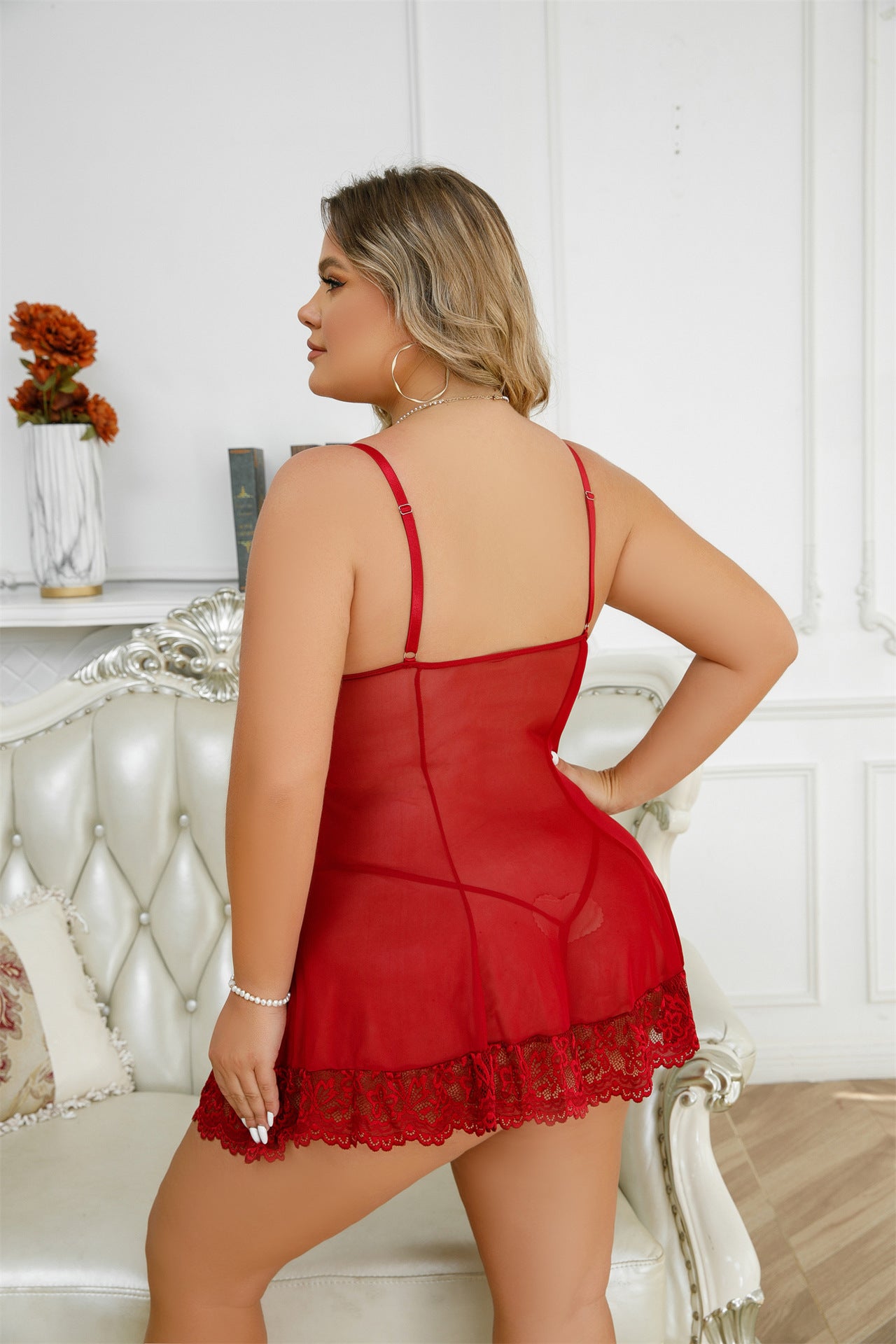 Plus Size See Through Sexy Lace Pajamas
