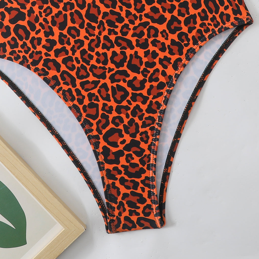 Swimsuit Slim Fit Sexy Leopard Print Backless One Piece Bikini
