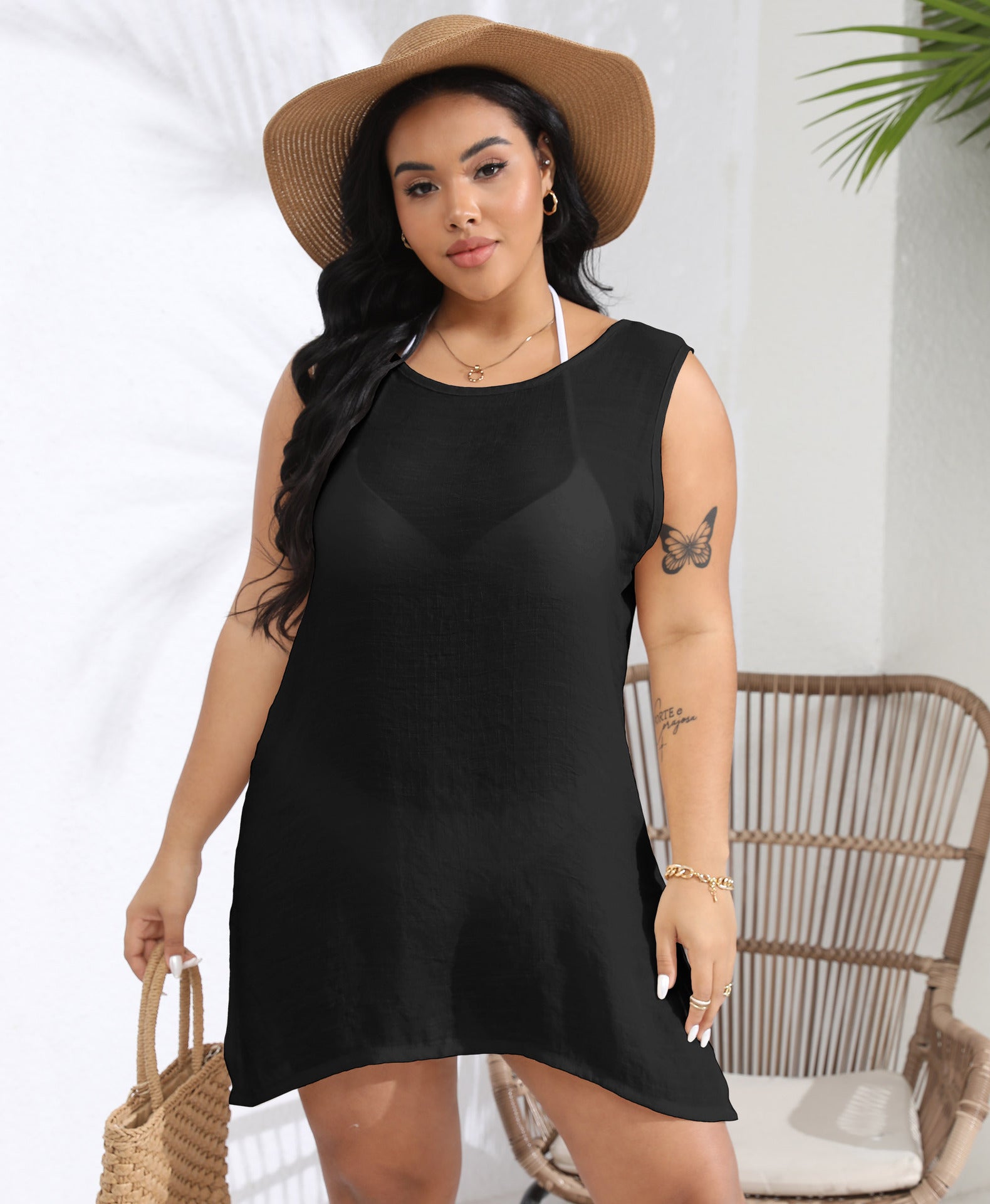 Plus Size Dress Sexy Halter Beach Cover Up