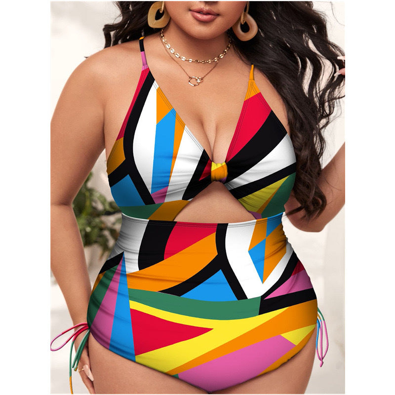 Plus Size Bikini Cutout out Swimsuit
