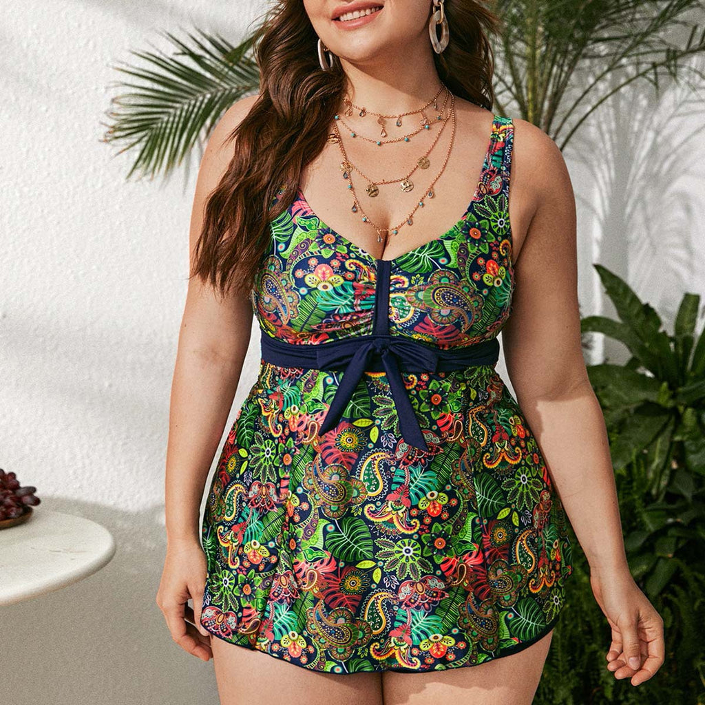 Plus Size Floral Swimsuit