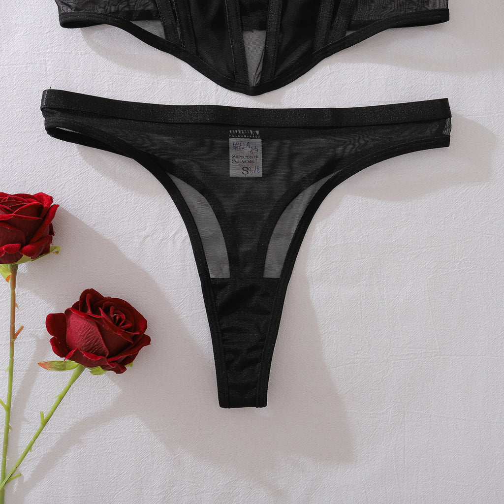 Popular Sexy See-through Mesh Slim Fit Diamond Thin Sexy Strap Underwear Split Cover
